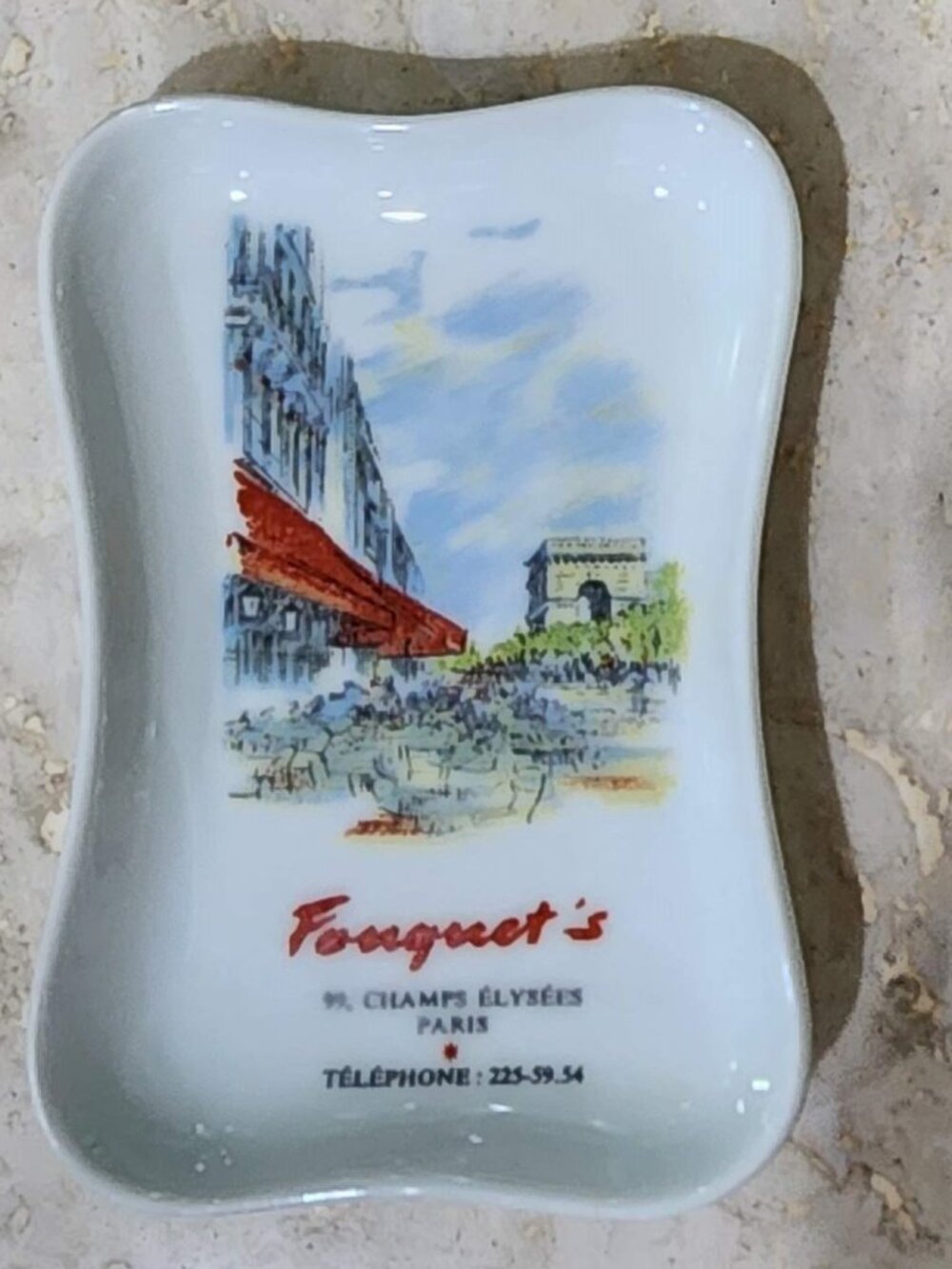 French Limoges Porcelain Catchall Tray Fouquets Paris Arc de Triomphe Ring Dish